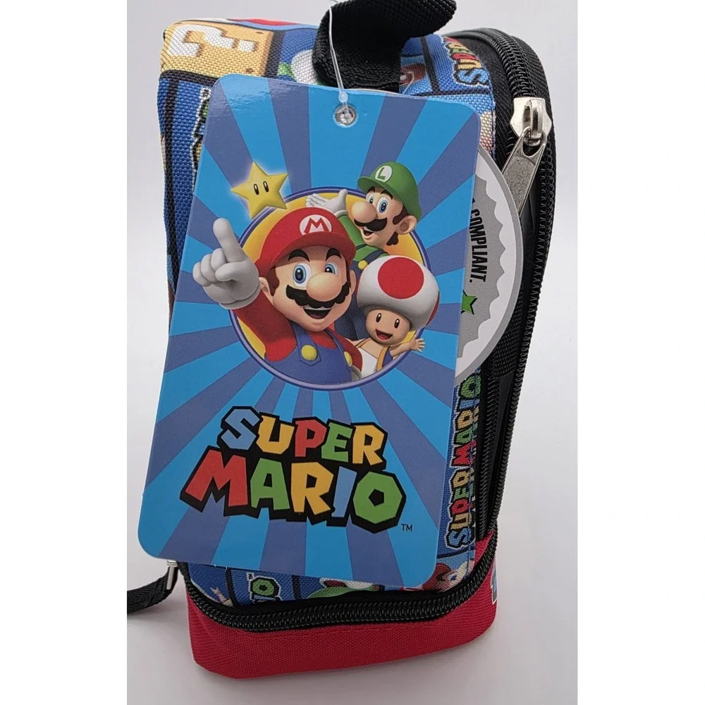 Super Mario Insulated Lunch Bag Dual Insulated Compartments‎ New with Tags #0164